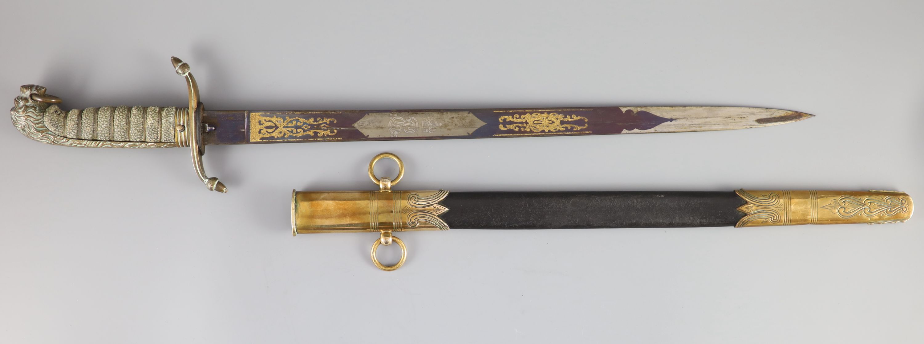 An Edward VII Naval officer’s dress dirk The Dirk blade 18